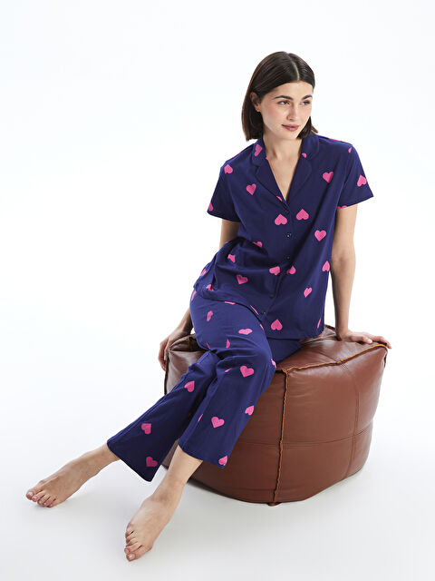 LCW Young Gömlek Yaka Baskılı Kadın Pijama Takımı - S51766Z8-LTM