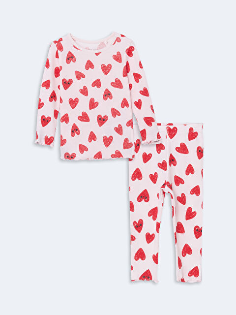 LCW baby Beli Lastikli Baskılı Kız Bebek Pijama Alt