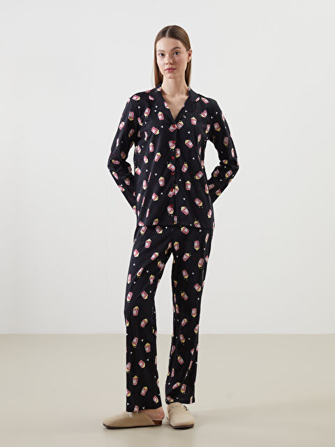 LCW Young Gömlek Yaka Desenli Kadın Pijama Takımı - S51777Z8-LQJ
