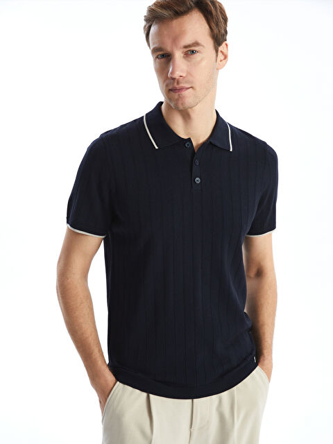 LCWAIKIKI Classic Polo Yaka Kısa Kollu Çizgili Erkek Triko Kazak - S51803Z8-RFH