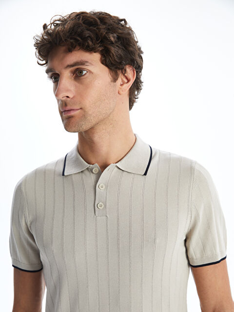 LCWAIKIKI Classic Polo Yaka Kısa Kollu Çizgili Erkek Triko Kazak - S51803Z8-YRF