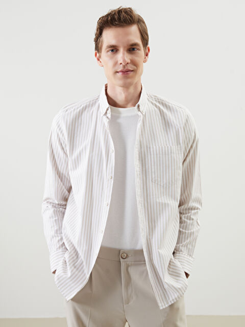 LCWAIKIKI Classic Regular Fit Uzun Kollu Çizgili Erkek Gömlek - S51808Z8-ELZ