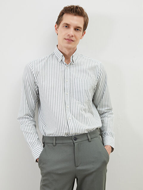 LCWAIKIKI Classic Regular Fit Uzun Kollu Çizgili Erkek Gömlek - S51808Z8-LFT