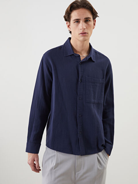 XSIDE Regular Fit Uzun Kollu Müslin Erkek Gömlek - S51855Z8-Z46