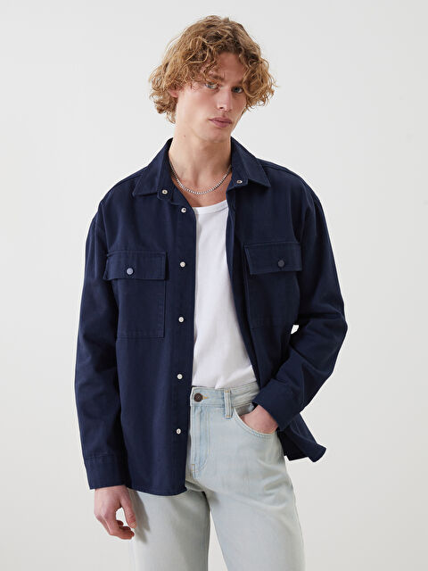 XSIDE Rahat Kalıp Gabardin Erkek Gömlek Ceket - S51860Z8-YSN