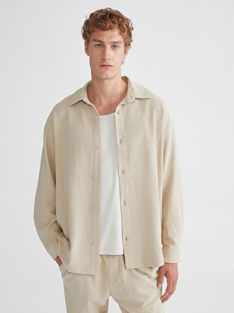 XSIDE Rahat Kalıp Uzun Kollu Gabardin Erkek Gömlek - S51869Z8-S5P