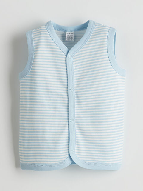 LCW baby V Yaka Çizgili Erkek Bebek Yelek - S51897Z1-LEN