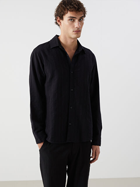 XSIDE Regular Fit Uzun Kollu Armürlü Erkek Gömlek - S51905Z8-RQL