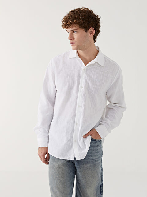 XSIDE Regular Fit Uzun Kollu Armürlü Erkek Gömlek - S51905Z8-Q6K