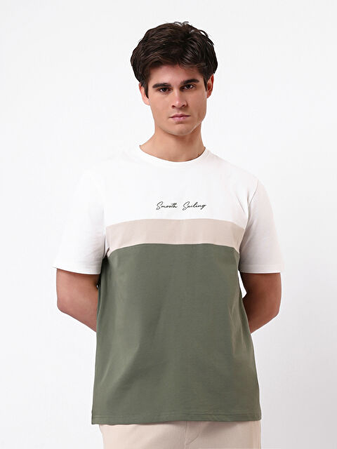 LCW Vision Crew Neck Short Sleeve Color Block Men's T-Shirt - S52105Z8-Q6K