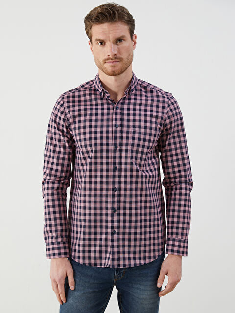 LCWAIKIKI Classic Regular Fit Long Sleeve Plaid Poplin Men's Shirt - S52171Z8-LLH