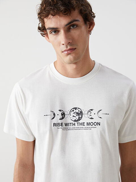 XSIDE Crew Neck Short Sleeve Printed Combed Cotton Men's T-shirt - S52221Z8-R9J