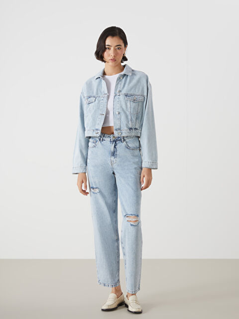 LCW Jeans Boyfriend Yırtık Detaylı Kadın Jean Pantolon - S52262Z8-311