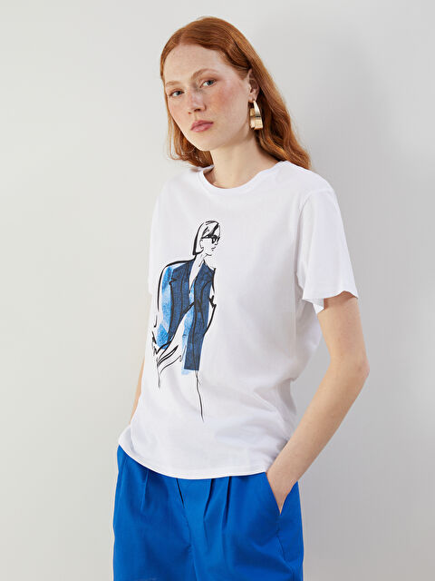 LCW Vision تیشێرتی چاپکراوی یەخە خڕ بۆ ژنان - S52288Z8-Q6K