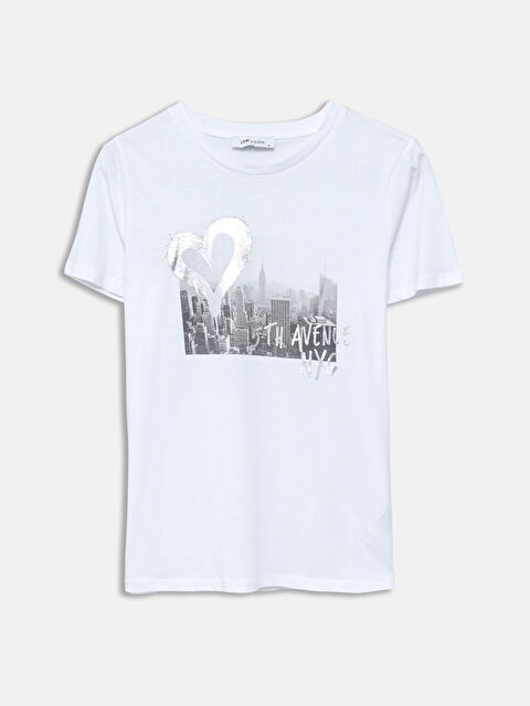 LCW Vision Crew Neck Printed Short Sleeve Women's T-Shirt - S52292Z8-Q6K