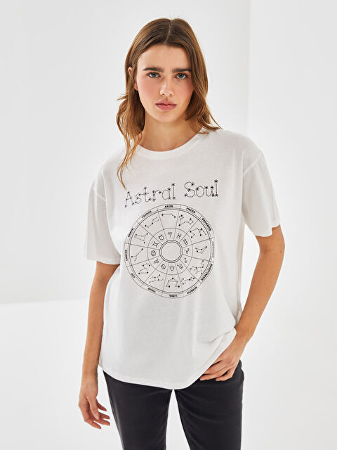 LCW Vision Crew Neck Printed Jersey Women's T-Shirt