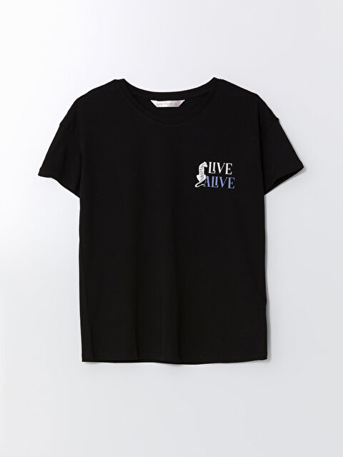 LCW DREAM Bisiklet Yaka Baskılı Kadın Pijama Üstü - S52313Z8-CVL