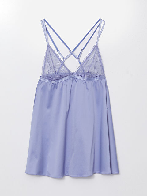 LCW DREAM V Yaka Dantel Detaylı Saten Kadın Fantezi Gecelik - S52323Z8-GTR