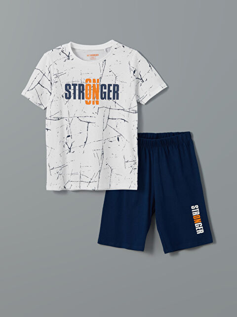 LCW Kids Bisiklet Yaka Erkek Çocuk Şortlu Pijama Takımı - S52424Z4-LU7