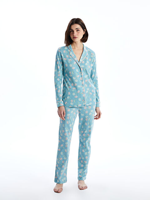 LCW DREAM Gömlek Yaka Çiçekli Kadın Pijama Takım - S52481Z8-LQP