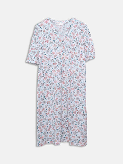 LCW DREAM Crew Neck Floral Short Sleeve Women's Nightdress - S52492Z8-LU7
