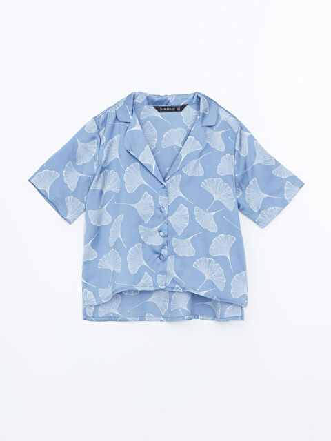 LCW DREAM Gömlek Yaka Desenli Saten Kadın Pijama Üstü - S52508Z8-LSB