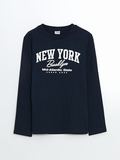 LCW Kids Bisiklet Yaka New York Baskılı Erkek Çocuk Tişört - S52629Z4-DWP