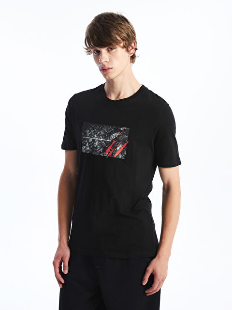 XSIDE Bisiklet Yaka Kısa Kollu Baskılı Penye Erkek Tişört - S52688Z8-CVL
