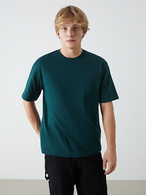 XSIDE Bisiklet Yaka Penye Erkek Tişört - S52693Z8-HKE