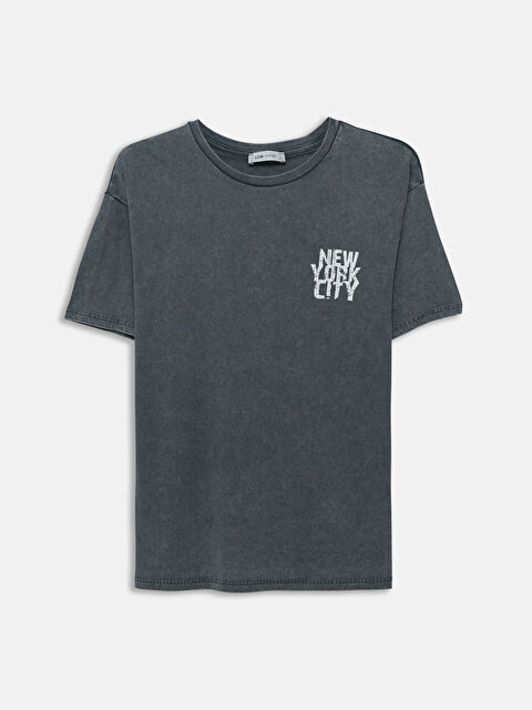 LCW Vision T-shirt à manches courtes imprimé à col rond pour femmes - S52728Z8-DC4