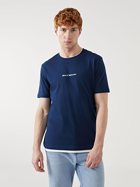 XSIDE Bisiklet Yaka Kısa Kollu Baskılı Penye Erkek Tişört - S52731Z8-VFC