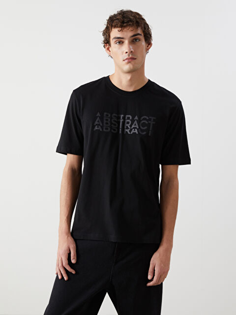 XSIDE Crew Neck Short Sleeve Printed Combed Cotton Men's T-shirt - S52740Z8-CVL