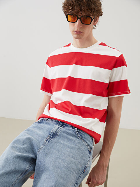 XSIDE Bisiklet Yaka Çizgili Penye Erkek Tişört - S52756Z8-E48