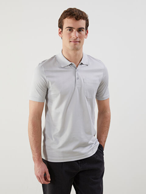LCWAIKIKI Classic Polo Yaka Kısa Kollu Merserize Görünümlü Erkek Tişört - S52846Z8-MKJ