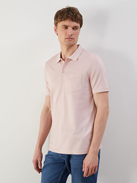 LCWAIKIKI Classic Polo Yaka Kısa Kollu Merserize Görünümlü Erkek Tişört - S52846Z8-MLV
