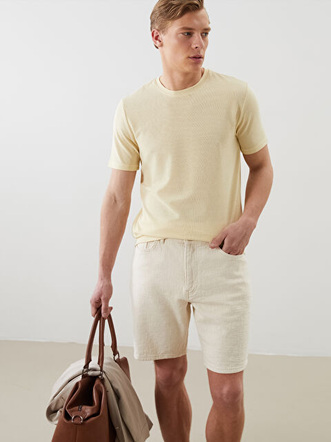 LCWAIKIKI Classic Bisiklet Yaka Kısa Kollu Erkek Dokulu Tişört - S52849Z8-FRS