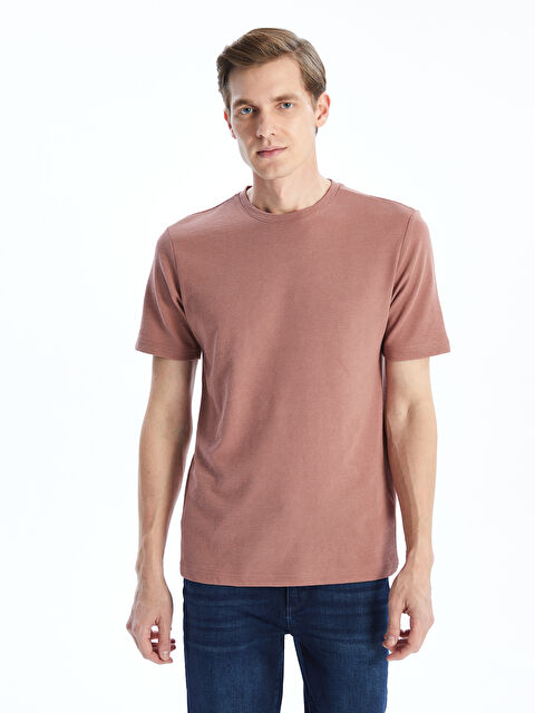 LCWAIKIKI Classic Bisiklet Yaka Kısa Kollu Erkek Dokulu Tişört - S52849Z8-GTW