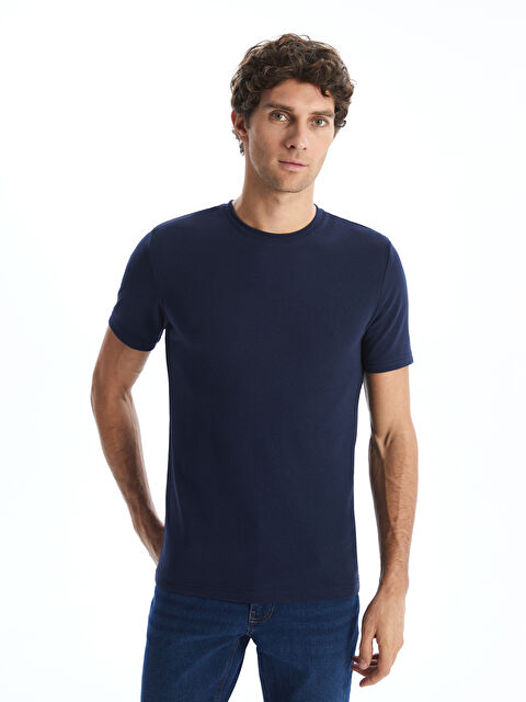 LCWAIKIKI Classic Bisiklet Yaka Kısa Kollu Erkek Dokulu Tişört - S52849Z8-VWB