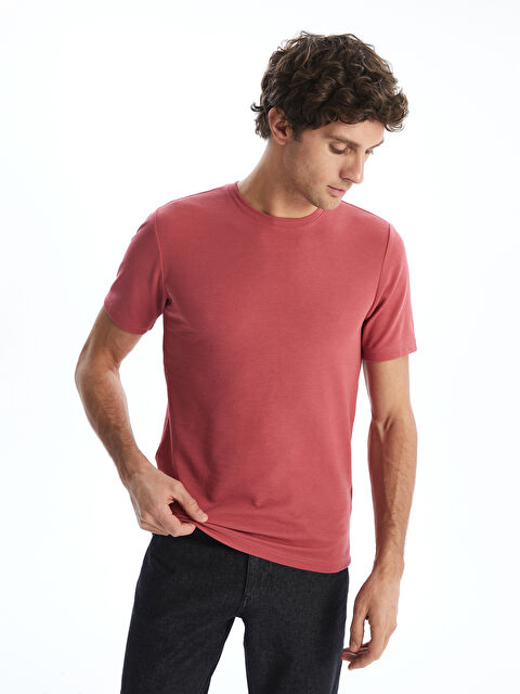 LCWAIKIKI Classic Bisiklet Yaka Kısa Kollu Erkek Dokulu Tişört - S52849Z8-YSU