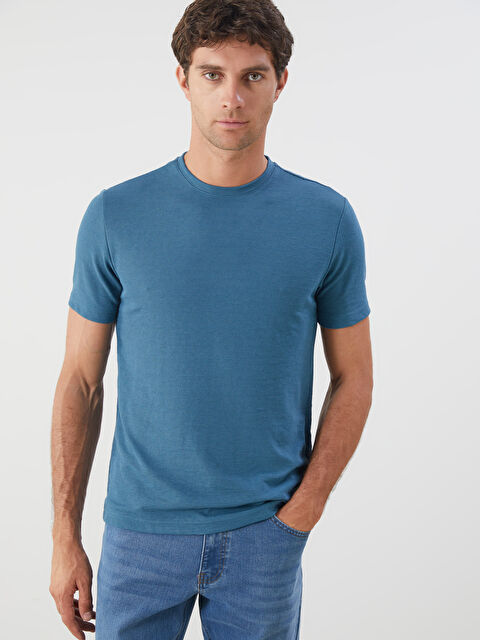 LCWAIKIKI Classic Bisiklet Yaka Kısa Kollu Erkek Dokulu Tişört - S52849Z8-ZPM