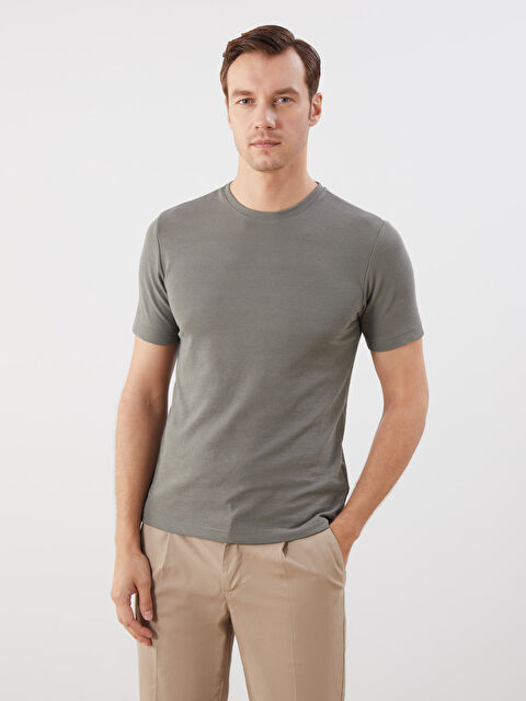 LCWAIKIKI Classic Bisiklet Yaka Kısa Kollu Erkek Dokulu Tişört - S52849Z8-ZPQ