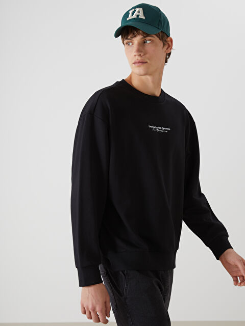 XSIDE Bisiklet Yaka Uzun Kollu Baskılı Erkek Sweatshirt - S52859Z8-CVL