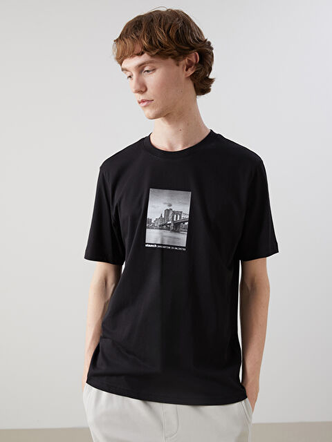 XSIDE Bisiklet Yaka Kısa Kollu Baskılı Penye Erkek Tişört - S52873Z8-CVL