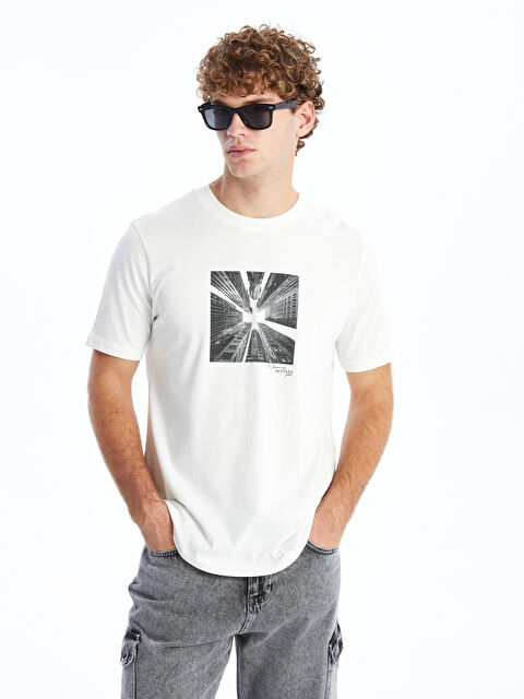 XSIDE Bisiklet Yaka Kısa Kollu Baskılı Penye Erkek Tişört - S52875Z8-R9J