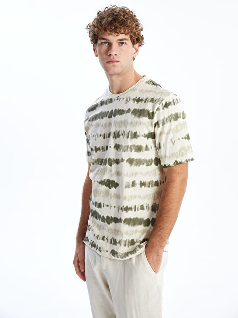 XSIDE Bisiklet Yaka Kısa Kollu Desenli Penye Erkek Tişört - S52880Z8-FRR