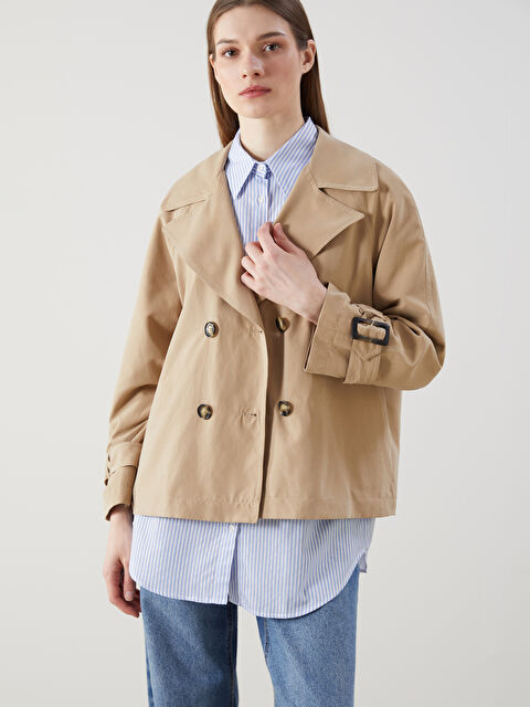 LCW Modest Ceket Yaka Oversize Kadın Trençkot - S52987Z8-JNQ