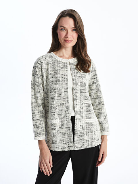 LCW Grace Bisiklet Yaka Desenli Kadın Hırka - S53093Z8-LPT