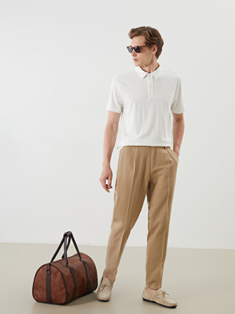 LCWAIKIKI Classic Standart Kalıp Keten Karışımlı Erkek Pileli Chino Pantolon - S53165Z8-YS0