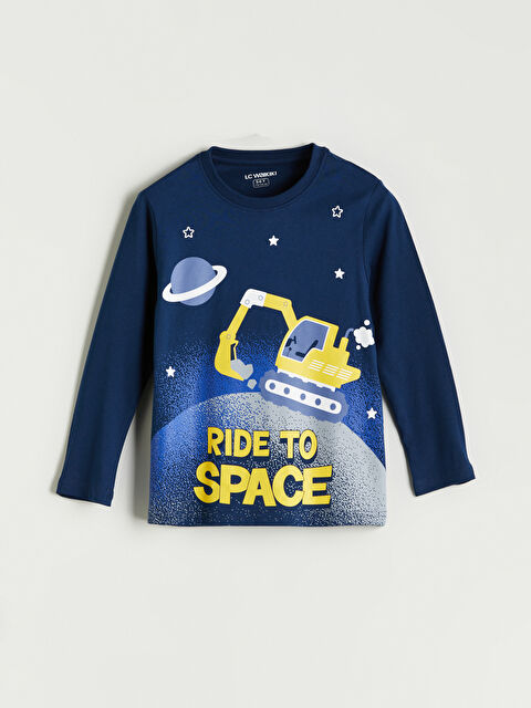 LCW Kids Bisiklet Yaka Baskılı Erkek Çocuk Pijama Üst - S53258Z1-JC7