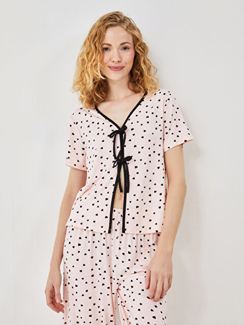 LCW DREAM V Yaka Desenli Kadın Pijama Takımı - S53294Z8-LT4